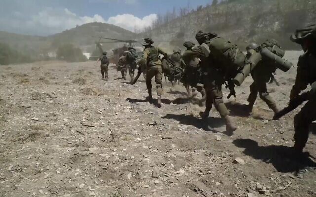 IDF troops are seen during an exercise in an undated photograph. (Israel Defense Forces)