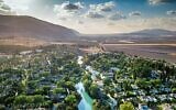 The Amal, or Asi Stream flowing through Kibbutz Nir David in northern Israel, August 9, 2020. (Menachem Lederman/Flash90)