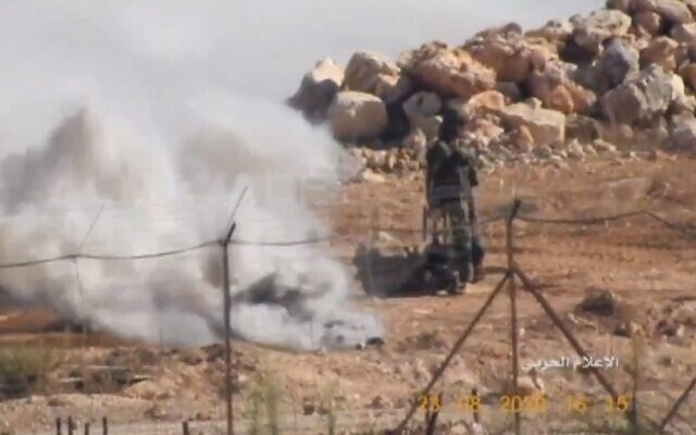 A dummy soldier on the border between Israel and Lebanon, on Saturday, August 28, 2020. (Screen grab via Al-Mayadeen on Twitter) A dummy soldier on the border between Israel and Lebanon, on Saturday, August 28, 2020. (Screen grab via Al-Mayadeen on Twitter)