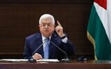 Palestinian Authority President Mahmud Abbas speaks in the West Bank city of Ramallah on September 3, 2020. (Alaa Badarneh/Pool/AFP)