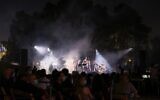A band performs a tribute to Amit Golan, an Israeli pianist who passed away in 2010, during the Jerusalem Jazz Festival in Jerusalem on September 8, 2020. (Photo by EMMANUEL DUNAND / AFP)