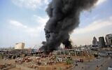 Lebanese firefighters try to put out a fire that broke out at Beirut's port area, on September 10, 2020 (ANWAR AMRO / AFP)