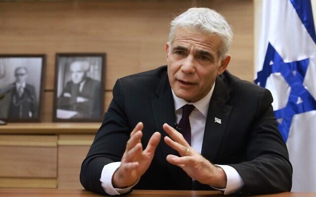Foreign Minister Yair Lapid during an interview at his office (Emmanuel Dunand/AFP/File) Foreign Minister Yair Lapid during an interview at his office (Emmanuel Dunand/AFP/File)