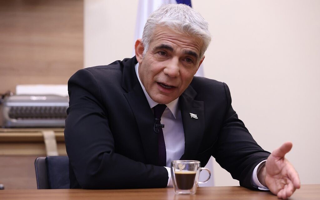 Opposition leader Yair Lapid of Yesh Atid-Telem at his office in the Knesset, Jerusalem, on September 14, 2020. (Emmanuel Dunand/AFP) Opposition leader Yair Lapid of Yesh Atid-Telem at his office in the Knesset, Jerusalem, on September 14, 2020. (Emmanuel Dunand/AFP)