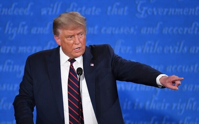 US President Donald Trump speaks during the first presidential debate at Case Western Reserve University and Cleveland Clinic in Cleveland, Ohio, on September 29, 2020. (Saul Loeb/AFP) US President Donald Trump speaks during the first presidential debate at Case Western Reserve University and Cleveland Clinic in Cleveland, Ohio, on September 29, 2020. (Saul Loeb/AFP)
