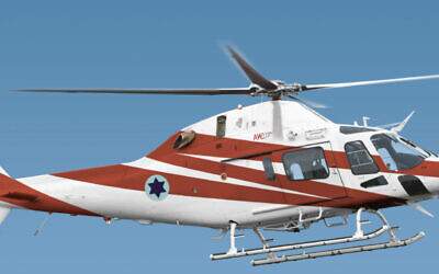 An Italian AW119KX training helicopter, 12 of which were purchased by Israel as apart of a defense trade agreement with Rome on September 23, 2020. (Defense Ministry)