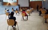 Illustrative photo: Students at The Moriah School in Englewood, New Jersey, attend a socially distanced assembly on the first day of school. (Courtesy of The Moriah School via JTA)
