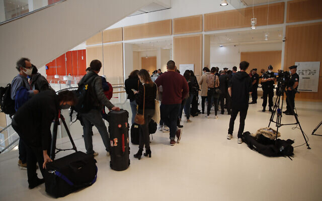 Journalists queue to enter the courthouse before the trial of accomplices in the January 2015 attacks in Paris, September 2, 2020 in Paris, France. (AP Photo/Francois Mori) Journalists queue to enter the courthouse before the trial of accomplices in the January 2015 attacks in Paris, September 2, 2020 in Paris, France. (AP Photo/Francois Mori)