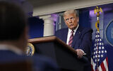 President Donald Trump pauses as he speaks during a news conference at the White House, Sunday, Sept. 27, 2020, in Washington. (AP Photo/Carolyn Kaster)
