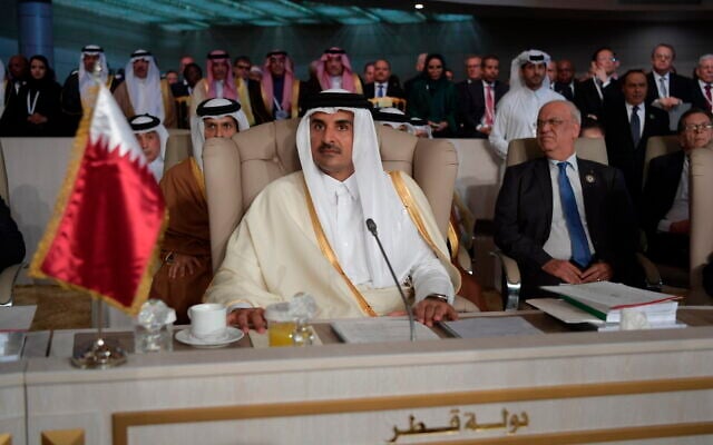 Qatar's Emir Sheikh Tamim bin Hamad Al Thani attends the oppening of the 30th Arab Summit in Tunis, Tunisia, March 31, 2019. (Fethi Belaid/ Pool photo via AP) Qatar's Emir Sheikh Tamim bin Hamad Al Thani attends the oppening of the 30th Arab Summit in Tunis, Tunisia, March 31, 2019. (Fethi Belaid/ Pool photo via AP)