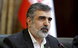 Spokesperson of the Atomic Energy Organization of Iran Behrouz Kamalvandi speaks in a press briefing in Tehran, Iran,  July 7, 2019. (Ebrahim Noroozi/AP)