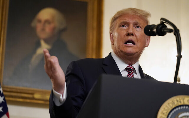 US President Donald Trump speaks during an event on judicial appointments, in the Diplomatic Reception Room of the White House, Wednesday, Sept. 9, 2020, in Washington. (AP Photo/Evan Vucci) US President Donald Trump speaks during an event on judicial appointments, in the Diplomatic Reception Room of the White House, Wednesday, Sept. 9, 2020, in Washington. (AP Photo/Evan Vucci)