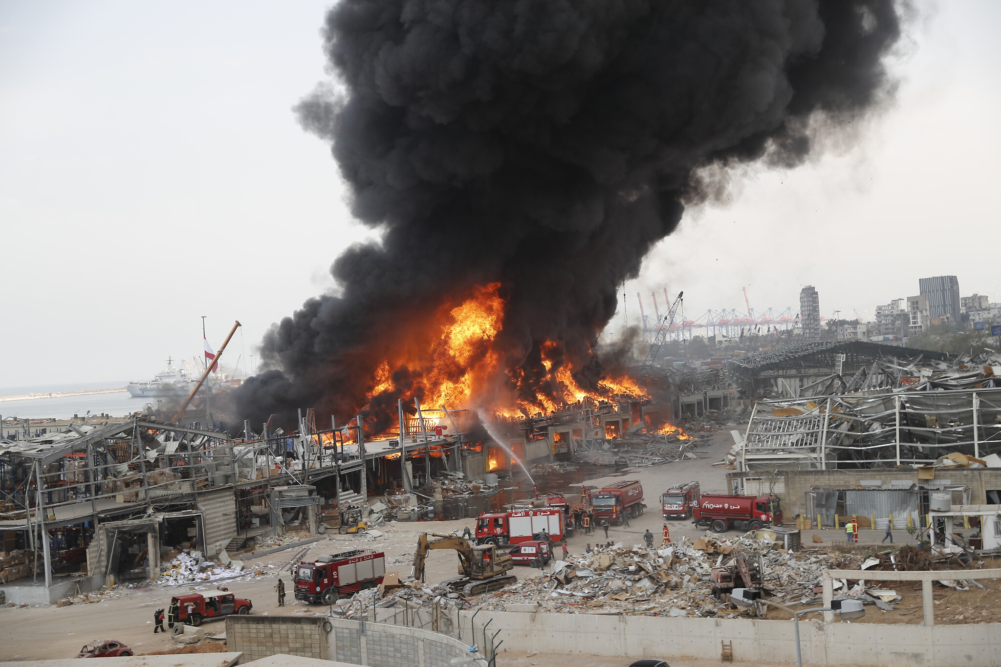 Huge fire rages at Beirut port, weeks after devastating explosion