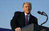 US President Donald Trump speaks during a campaign rally at Bemidji Regional Airport, Friday, Sept. 18, 2020, in Bemidji, Minn. (AP Photo/Evan Vucci)