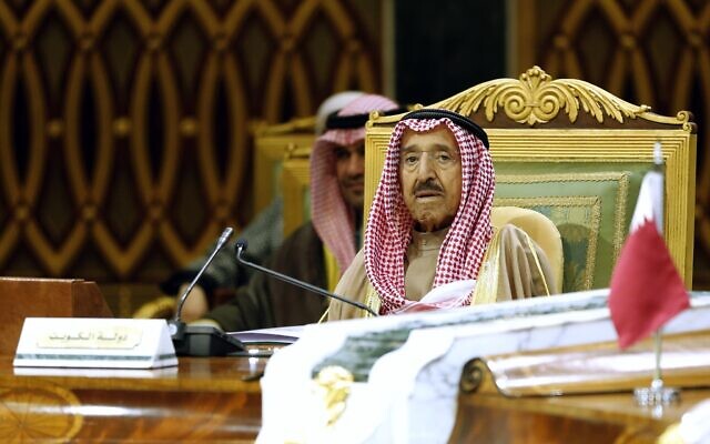 Kuwait's Emir Sheikh Sabah Al Ahmad Al Sabah attends the 40th Gulf Cooperation Council Summit in Riyadh, Saudi Arabia, December 10, 2019. (Amr Nabil/AP)