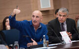 Yesh Atid leader Yair Lapid (R) and MK Ofer Shelah at a Knesset Foreign Affairs and Defense Committee meeting on November 19, 2015. (Miriam Alster/Flash90)