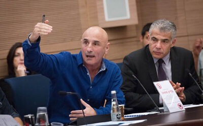 Yesh Atid leader Yair Lapid (R) and MK Ofer Shelah at a Knesset Foreign Affairs and Defense Committee meeting on November 19, 2015. (Miriam Alster/Flash90)