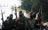Illustrative: Members of the Islamic Jihad attend the funeral of 42-year-old Palestinian Mu'in al-Attar, who was killed in an internal explosion at an Islamic Jihad site, in Gaza on September 8, 2019. (Hassan Jedi/Flash90