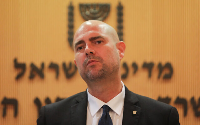 Public Security Minister Amir Ohana holds a press conference in Jerusalem, on July 15, 2020. (FLASH90) Public Security Minister Amir Ohana holds a press conference in Jerusalem, on July 15, 2020. (FLASH90)