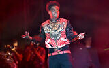 Rapper Kodak Black performs onstage at Banc of California Stadium in Los Angeles on December 15, 2018. (Scott Dudelson/Getty Images via JTA/File)