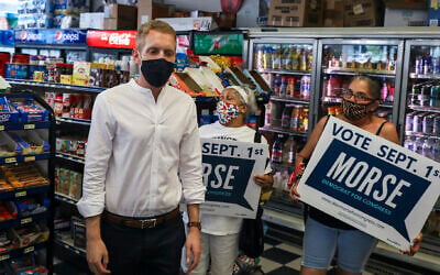Alex Morse in a convenience store in Springfield, Massachusetts, Aug. 26, 2020. (Erin Clark/The Boston Globe via Getty Images)