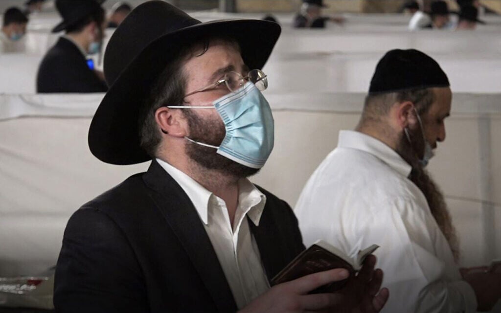 In the men's section at Jerusalem's Western Wall, September 2020 (Ricki Rosen/Times of Israel) In the men's section at Jerusalem's Western Wall, September 2020 (Ricki Rosen/Times of Israel)