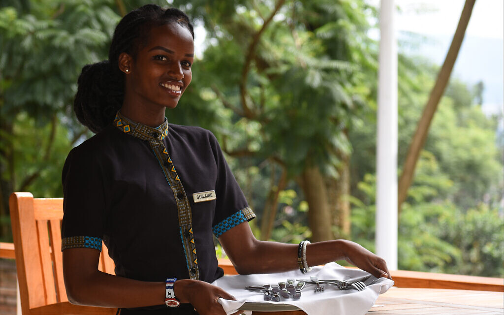 Guilene Iradukunda is a waitress working at Heaven Retreat in Kigali. (Larry Luxner/Times of Israel)