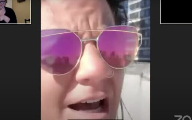 A screen capture from a video of Jessica Krug, speaking under the name Jess La Bombera. (Screen capture: YouTube) A screen capture from a video of Jessica Krug, speaking under the name Jess La Bombera. (Screen capture: YouTube)