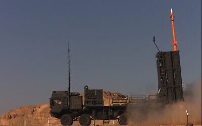 A SPYDER surface-to-air missile is fired in a test in an undated photograph. (Rafael Advanced Defense Systems Ltd.)