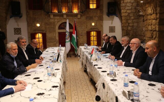 Hamas chief Ismail Haniyeh meets with Palestinian Islamic Jihad leader Ziyad al-Nakhalah in Beirut on September 2, 2020 (Credit: al-Resalah) Hamas chief Ismail Haniyeh meets with Palestinian Islamic Jihad leader Ziyad al-Nakhalah in Beirut on September 2, 2020 (Credit: al-Resalah)