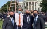 From left to right: Jewish leaders Rabbi Bruce Lustig, Rabbi Yehuda Sarna, Eric Fingerhut and Ross Kriel, at the White House peace ceremony, September 15, 2020 (courtesy)