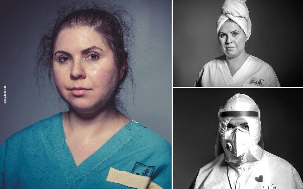 A nurse in Haifa's Bnai Zion Medical Center's coronavirus ward (Courtesy Micha Brikman)