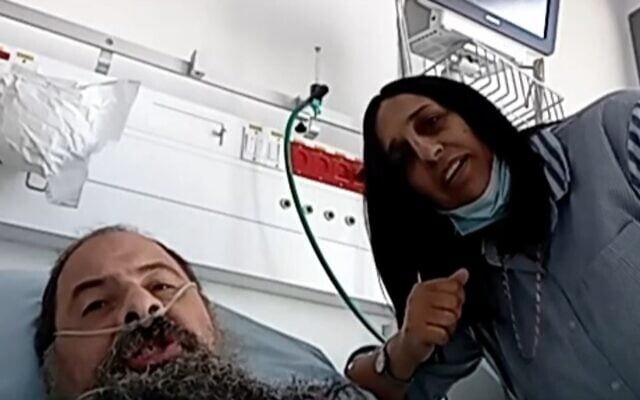 Asher Biton (L) and his wife Rivka (R) speak with Channel 13 news, September 25, 2020 (Screen grab) Asher Biton (L) and his wife Rivka (R) speak with Channel 13 news, September 25, 2020 (Screen grab)