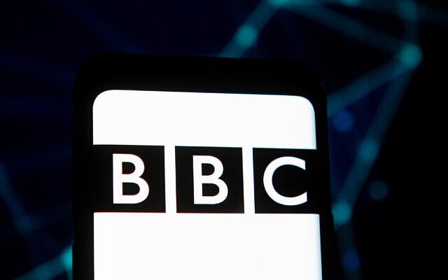 A BBC logo displayed on a smartphone. (Photo Illustration by Mateusz Slodkowski/SOPA Images/LightRocket via Getty Images via JTA)