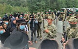 Jewish pilgrims in Belarus, at the closed Ukraine border, trying to make their way to Uman, Sept, 15, 2020. (Courtesy of Shahar Eliyahu)