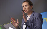 Danish Prime Minister Mette Frederiksen speaks in Bornholm, June 14, 2019. ( News Øresund/Johan Wessman via JTA)