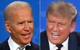This combination of pictures created on September 29, 2020 shows Democratic Presidential candidate and former US Vice President Joe Biden (L) and US President Donald Trump speaking during the first presidential debate at the Case Western Reserve University and Cleveland Clinic in Cleveland, Ohio on September 29, 2020. (Jim Watson and Saul Loeb/AFP)