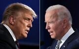 This combination of file pictures created on September 29, 2020, shows US President Donald Trump (L) and Democratic candidate Joe Biden squaring off during the first presidential debate at the Case Western Reserve University and Cleveland Clinic in Cleveland, Ohio. (Jim Watson and Saul Loeb/AFP)