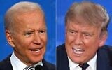 In this combination of pictures created on September 29, 2020, Democratic US presidential candidate Joe Biden (L) and US President Donald Trump speak during the first presidential debate at the Case Western Reserve University and Cleveland Clinic in Cleveland, Ohio. (Jim Watson and Saul Loeb/AFP)