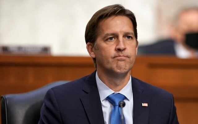 US Sen. Ben Sasse (R-NE) reacts as Supreme Court nominee Judge Amy Coney Barrett testifies before the Senate Judiciary Committee, on October 14, 2020 in Washington, DC. (Greg Nash-Pool/Getty Images/AFP US Sen. Ben Sasse (R-NE) reacts as Supreme Court nominee Judge Amy Coney Barrett testifies before the Senate Judiciary Committee, on October 14, 2020 in Washington, DC. (Greg Nash-Pool/Getty Images/AFP