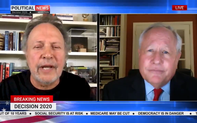 Billy Crytsal, the comedian, and Bill Kristol, the pundit, share what they have in common in this pro-Biden ad released on October 8 2020. (Screenshot via JTA) Billy Crytsal, the comedian, and Bill Kristol, the pundit, share what they have in common in this pro-Biden ad released on October 8 2020. (Screenshot via JTA)