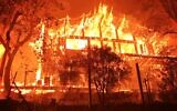 A house in Napa County burns in the Glass Fire, September 29, 2020. (Napa County Sheriff/ via JTA)