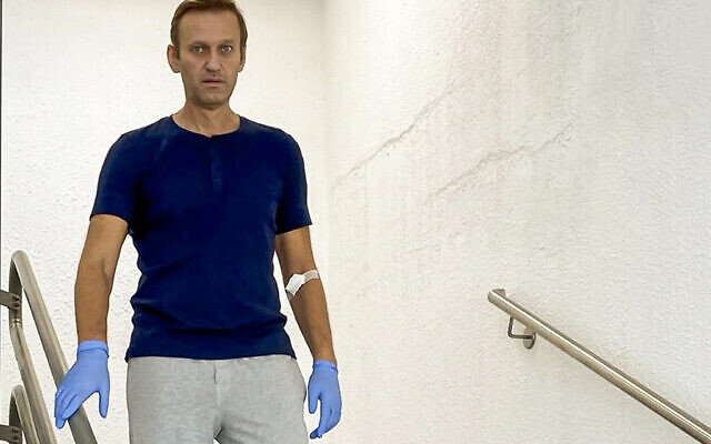 In this photo taken from a video published by Russian opposition leader Alexei Navalny on his instagram account, Russian opposition leader Alexei Navalny walks down stairs in a hospital in Berlin, Germany, Saturday, Sept. 19, 2020. The German hospital treating Russian opposition leader Alexei Navalny for poisoning says his condition improved enough for him to be released from the facility. The Charite hospital in Berlin said Wednesday Sept. 23, 2020 that after 32 days in care, Navalny's condition "improved sufficiently for him to be discharged from acute inpatient care." (Navalny Instagram via AP) In this photo taken from a video published by Russian opposition leader Alexei Navalny on his instagram account, Russian opposition leader Alexei Navalny walks down stairs in a hospital in Berlin, Germany, Saturday, Sept. 19, 2020. The German hospital treating Russian opposition leader Alexei Navalny for poisoning says his condition improved enough for him to be released from the facility. The Charite hospital in Berlin said Wednesday Sept. 23, 2020 that after 32 days in care, Navalny's condition "improved sufficiently for him to be discharged from acute inpatient care." (Navalny Instagram via AP)
