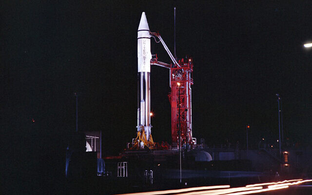 Illustrative: An Atlas Centaur 7 rocket on the launchpad at Cape Canaveral, Florida, September 20, 1966. (Convair/General Dynamics Astronautics Atlas Negative Collection/San Diego Air and Space Museum via AP) Illustrative: An Atlas Centaur 7 rocket on the launchpad at Cape Canaveral, Florida, September 20, 1966. (Convair/General Dynamics Astronautics Atlas Negative Collection/San Diego Air and Space Museum via AP)