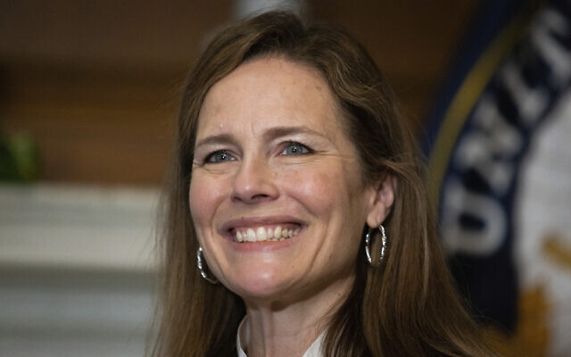 In this Oct. 1, 2020, photo, Supreme Court nominee Judge Amy Coney Barrett, meets with Sen. Roger Wicker, R-Miss., at the Capitol in Washington. Confirmation hearings begin Monday for President Donald Trump’s Supreme Court nominee, Amy Coney Barrett. If confirmed, the 48-year-old appeals court judge would fill the seat of liberal Justice Ruth Bader Ginsburg, who died last month. (Graeme Jennings/Pool via AP) In this Oct. 1, 2020, photo, Supreme Court nominee Judge Amy Coney Barrett, meets with Sen. Roger Wicker, R-Miss., at the Capitol in Washington. Confirmation hearings begin Monday for President Donald Trump’s Supreme Court nominee, Amy Coney Barrett. If confirmed, the 48-year-old appeals court judge would fill the seat of liberal Justice Ruth Bader Ginsburg, who died last month. (Graeme Jennings/Pool via AP)