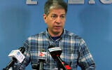 In this Saturday, Nov. 12, 2016, file photo, Anchorage Mayor Ethan Berkowitz addresses reporters at a news conference in Anchorage, Alaska. (AP Photos/Mark Thiessen)