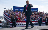 President Donald Trump arrives to speak to a campaign rally at Ocala International Airport, Friday, Oct. 16, 2020, in Ocala, Fla. (AP Photo/Evan Vucci)