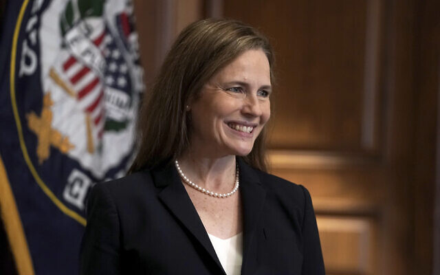 US Supreme Court nominee Amy Coney on October 21, 2020, on Capitol Hill in Washington. (Greg Nash/Pool via AP) US Supreme Court nominee Amy Coney on October 21, 2020, on Capitol Hill in Washington. (Greg Nash/Pool via AP)