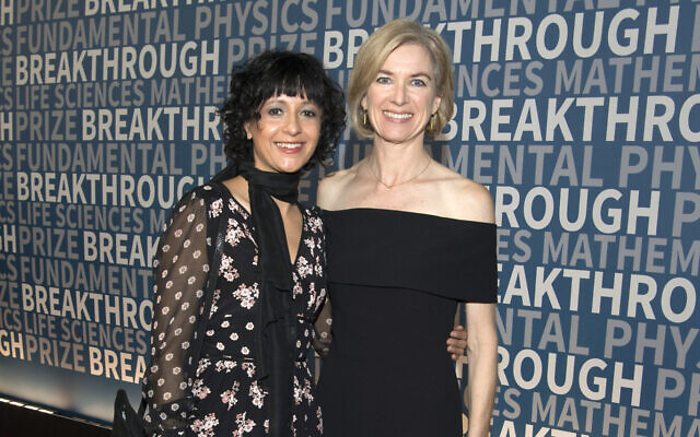 Emmanuelle Charpentier, left, and Jennifer Doudna arrive at the fifth annual Breakthrough Prize Ceremony at the NASA Ames Research Center in Mountain View, California, December 4, 2016. ( Peter Barreras/Invision/AP) Emmanuelle Charpentier, left, and Jennifer Doudna arrive at the fifth annual Breakthrough Prize Ceremony at the NASA Ames Research Center in Mountain View, California, December 4, 2016. ( Peter Barreras/Invision/AP)