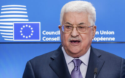 Palestinian Authority President Mahmoud Abbas addresses the media at the EU Council in Brussels on January 22, 2018. (AP Photo/Geert Vanden Wijngaert) Palestinian Authority President Mahmoud Abbas addresses the media at the EU Council in Brussels on January 22, 2018. (AP Photo/Geert Vanden Wijngaert)